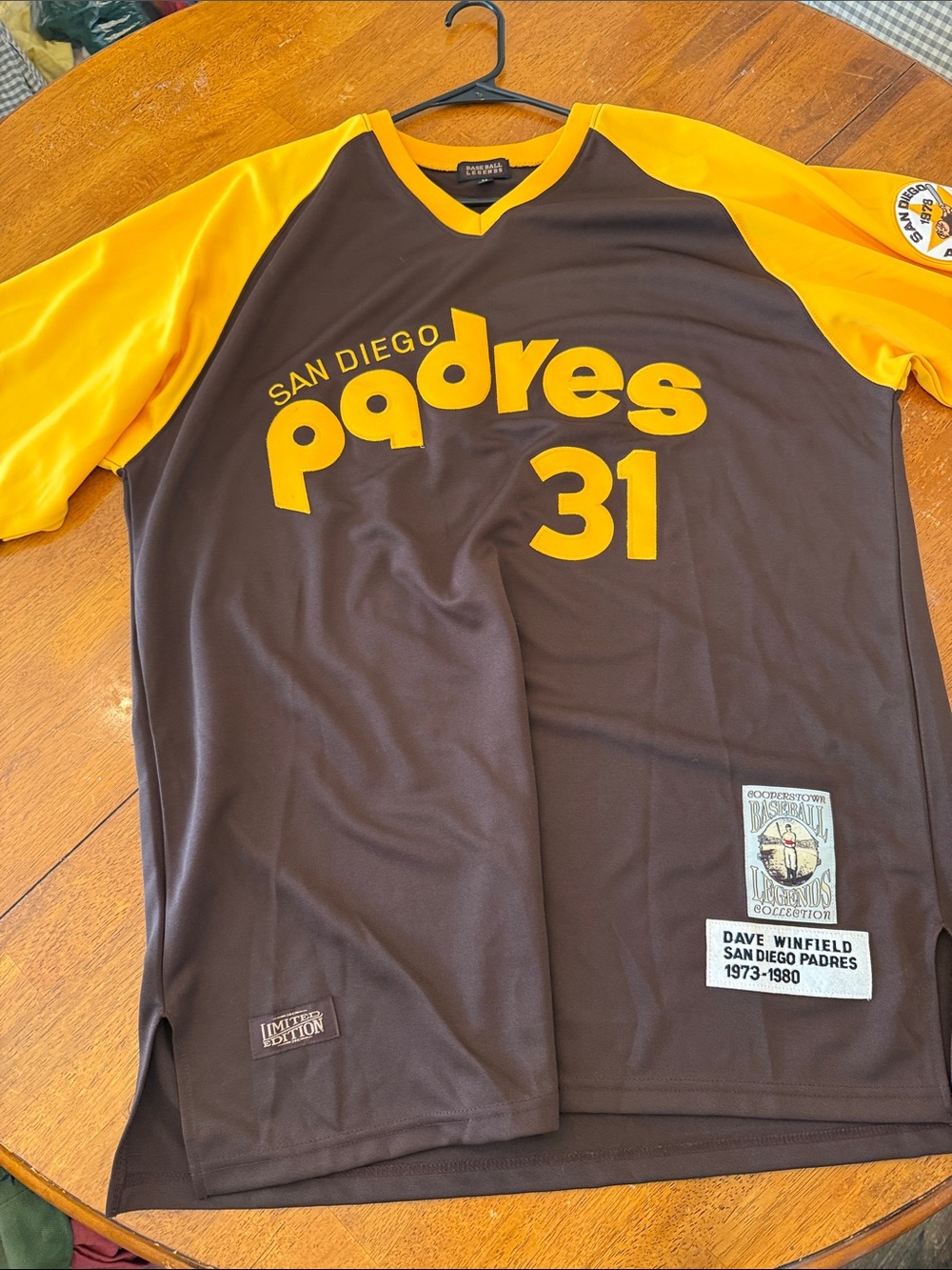 MLB San Diego Padres Brown and Yellow Dave Winfield #31 Jersey Autographed xxxl